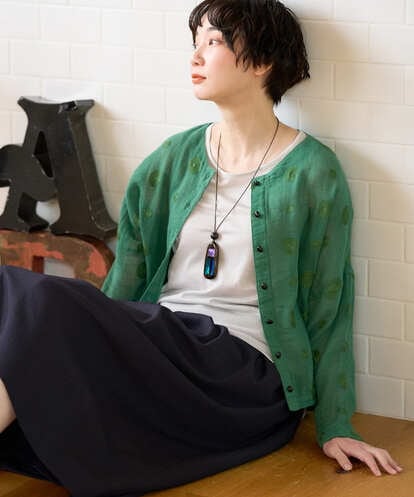 NGBGE57290 GIANNI LO GIUDICE [洗える]からみ織りドット刺繍ドルマンブラウス