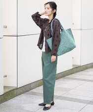 NGBGE57290 GIANNI LO GIUDICE(ジャンニ ロ ジュディチェ) [洗える]からみ織りドット刺繍ドルマンブラウス グリーン