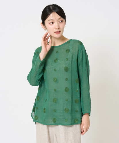 NGBGE58270 GIANNI LO GIUDICE [洗える]からみ織りドット刺繍プルオーバーブラウス