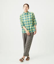 NGBHA12250 GIANNI LO GIUDICE(ジャンニ ロ ジュディチェ) [洗える]シャーリングチェックシャツブラウス イエロー