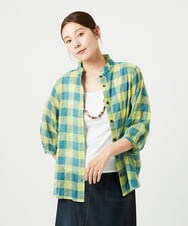 NGBHA12250 GIANNI LO GIUDICE(ジャンニ ロ ジュディチェ) [洗える]シャーリングチェックシャツブラウス イエロー