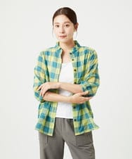 NGBHA12250 GIANNI LO GIUDICE(ジャンニ ロ ジュディチェ) [洗える]シャーリングチェックシャツブラウス イエロー