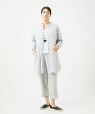 NGBHC20330 GIANNI LO GIUDICE(ジャンニ ロ ジュディチェ) [洗える]コットンタックドビーロングブラウス ライトブルー