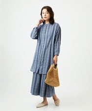 NGBHC22330 GIANNI LO GIUDICE(ジャンニ ロ ジュディチェ) [洗える]ドビーシャーリングロングブラウス ネイビー