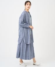 NGBHC22330 GIANNI LO GIUDICE(ジャンニ ロ ジュディチェ) [洗える]ドビーシャーリングロングブラウス ネイビー