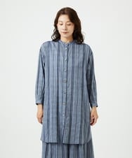 NGBHC22330 GIANNI LO GIUDICE(ジャンニ ロ ジュディチェ) [洗える]ドビーシャーリングロングブラウス ネイビー