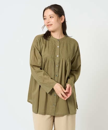NGBHD02180 GIANNI LO GIUDICE [洗える]コットンボイルピンタックロングブラウス