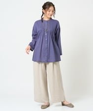 NGBHD02180 GIANNI LO GIUDICE(ジャンニ ロ ジュディチェ) [洗える]コットンボイルピンタックロングブラウス パープル