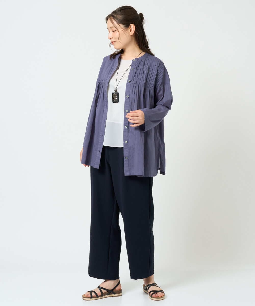 NGBHD02180 GIANNI LO GIUDICE(ジャンニ ロ ジュディチェ) [洗える]コットンボイルピンタックロングブラウス パープル