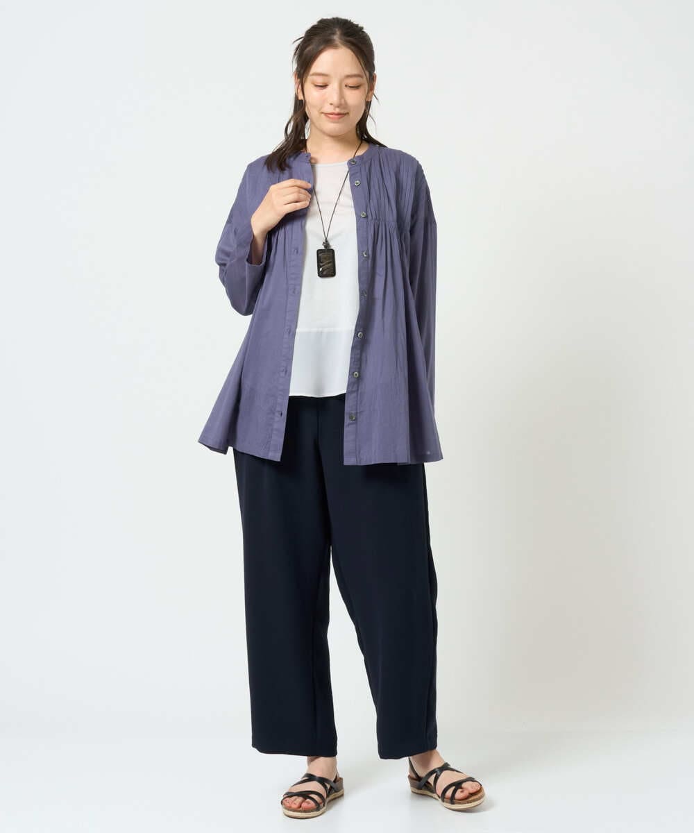 NGBHD02180 GIANNI LO GIUDICE(ジャンニ ロ ジュディチェ) [洗える]コットンボイルピンタックロングブラウス パープル