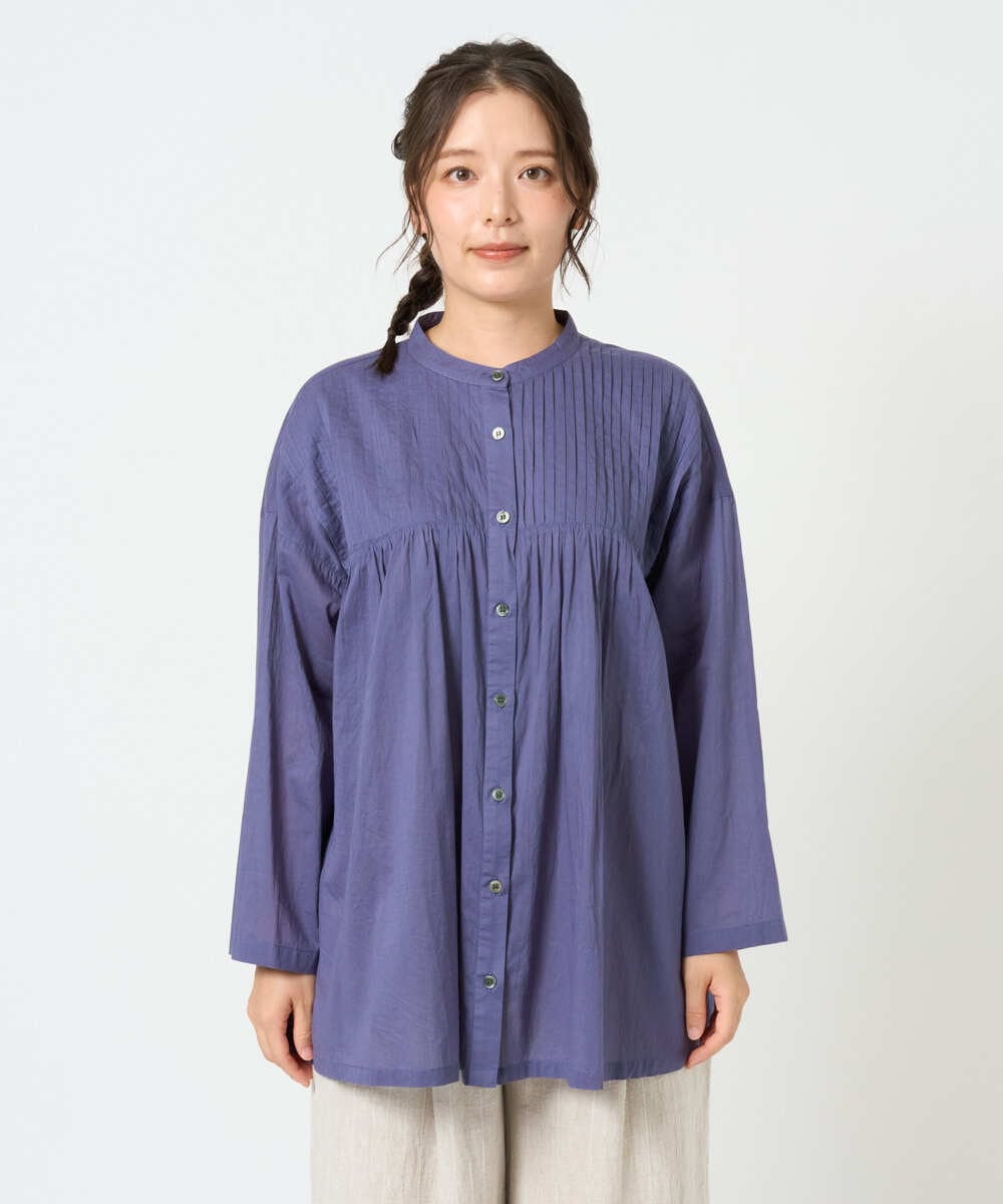 NGBHD02180 GIANNI LO GIUDICE(ジャンニ ロ ジュディチェ) [洗える]コットンボイルピンタックロングブラウス パープル