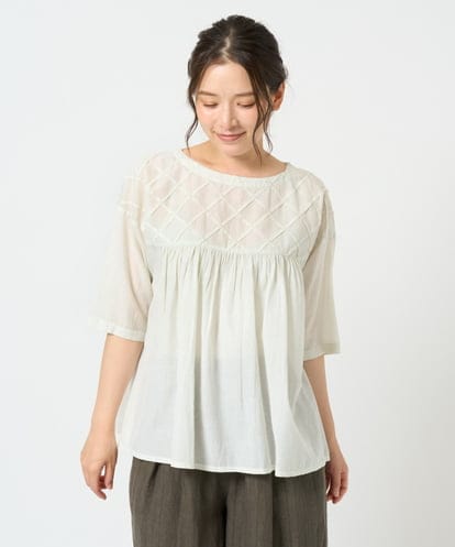 NGBHD68180 GIANNI LO GIUDICE [洗える]コットンレーヨンボイルプルオーバーブラウス