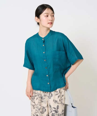 NGBHE60230 GIANNI LO GIUDICE 【洗える】麻シャンブレープリントブラウス