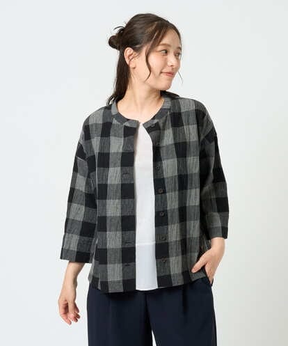 NGBHF07300 GIANNI LO GIUDICE [洗える・日本製]先染めブロックチェックブラウス