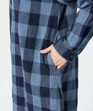 NGBHF08360 GIANNI LO GIUDICE(ジャンニ ロ ジュディチェ) [洗える・日本製]先染めブロックチェックロングブラウス ブルー