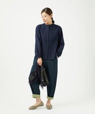 NGBJB10330 GIANNI LO GIUDICE(ジャンニ ロ ジュディチェ) [洗える]コットンローンピンタックブラウス ネイビー