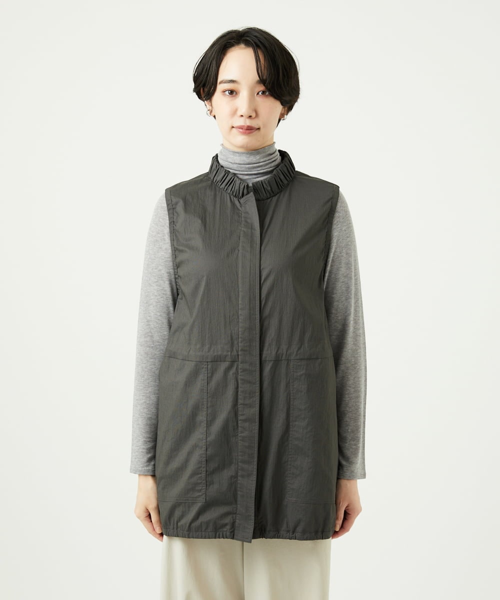 NGDAF01360 GIANNI LO GIUDICE(ジャンニ ロ ジュディチェ) [洗える]マイクロストライプストレッチロングベスト カーキ