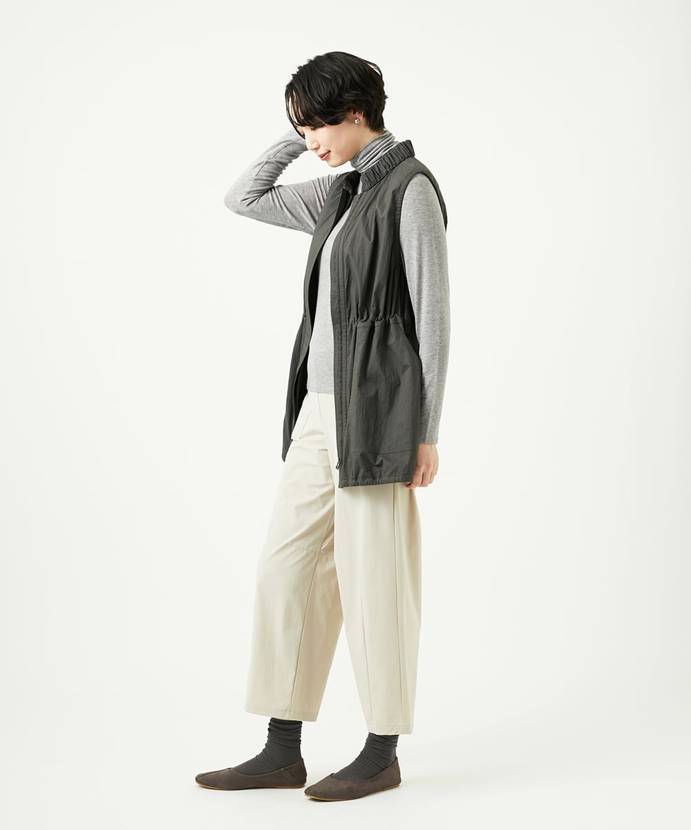 NGDAF01360 GIANNI LO GIUDICE(ジャンニ ロ ジュディチェ) [洗える]マイクロストライプストレッチロングベスト カーキ