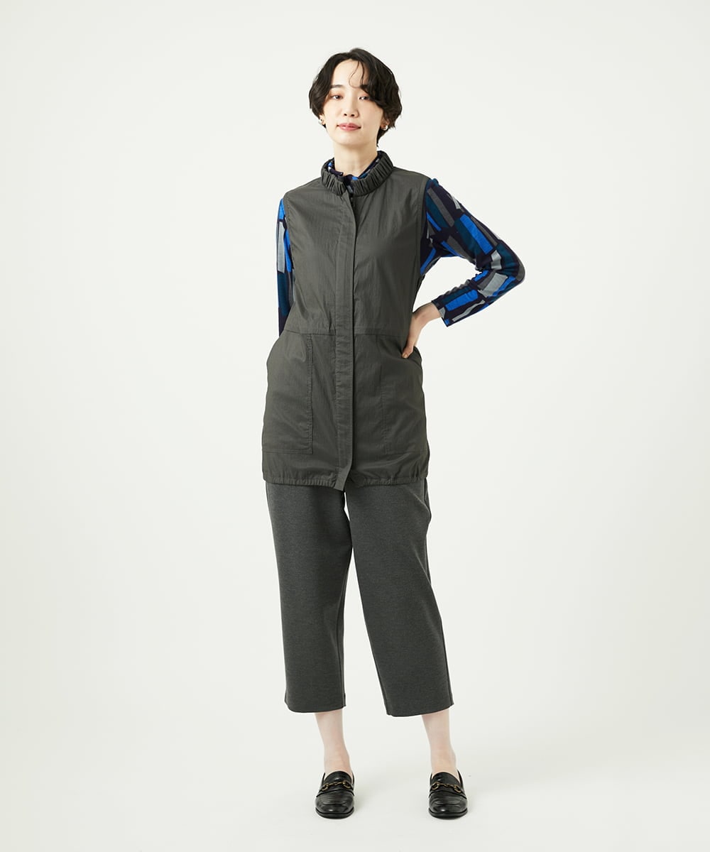 NGDAF01360 GIANNI LO GIUDICE(ジャンニ ロ ジュディチェ) [洗える]マイクロストライプストレッチロングベスト カーキ