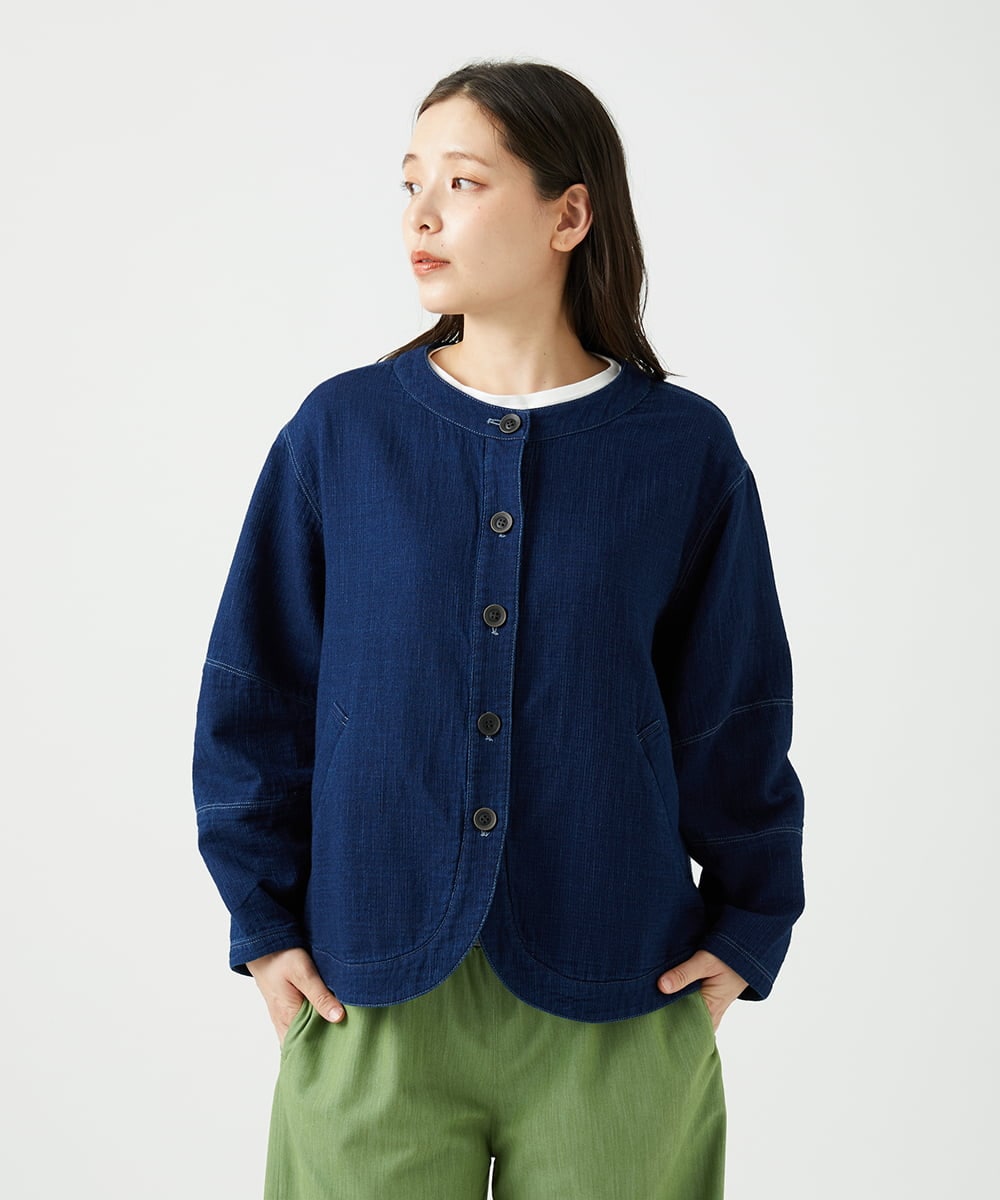 NGDED10330 GIANNI LO GIUDICE(ジャンニ ロ ジュディチェ) [洗える]二重織ガーゼデニム製品染めブルゾン ネイビー