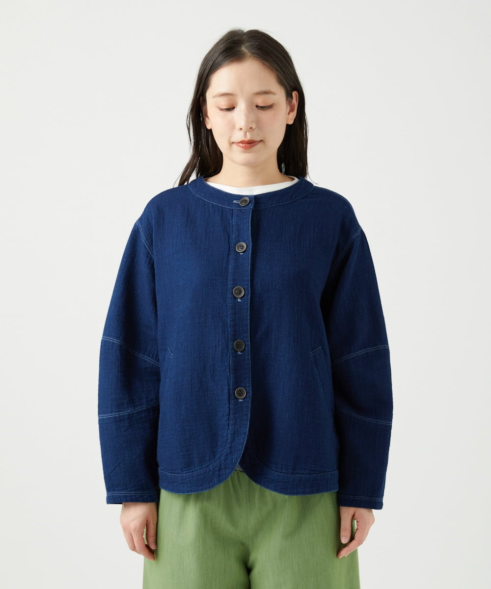 NGDED10330 GIANNI LO GIUDICE(ジャンニ ロ ジュディチェ) [洗える]二重織ガーゼデニム製品染めブルゾン ネイビー