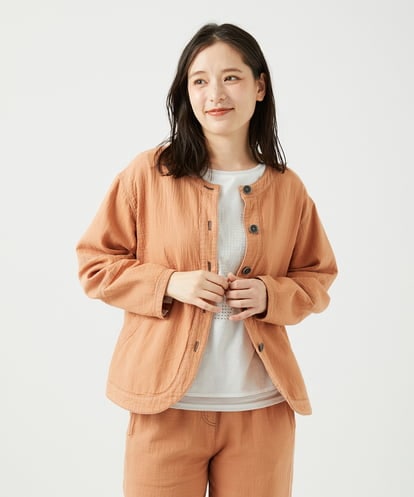 NGDED10330 GIANNI LO GIUDICE [洗える]二重織ガーゼデニム製品染めブルゾン