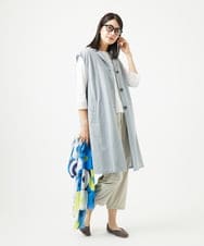NGDGA30360 GIANNI LO GIUDICE(ジャンニ ロ ジュディチェ) [洗える]コットンナイロンカノコ編みロングジレ ライトグレー