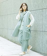 NGDGA30360 GIANNI LO GIUDICE(ジャンニ ロ ジュディチェ) [洗える]コットンナイロンカノコ編みロングジレ ライトグレー