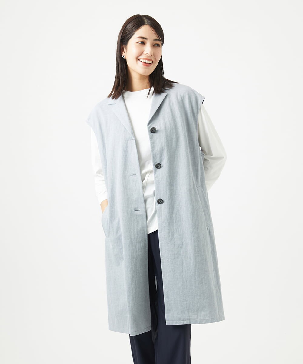 NGDGA30360 GIANNI LO GIUDICE(ジャンニ ロ ジュディチェ) [洗える]コットンナイロンカノコ編みロングジレ ライトグレー