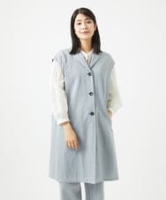 NGDGA30360 GIANNI LO GIUDICE(ジャンニ ロ ジュディチェ) [洗える]コットンナイロンカノコ編みロングジレ ライトグレー