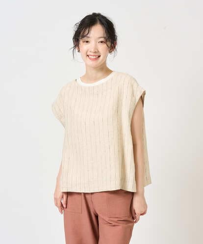 NGDGE51300 GIANNI LO GIUDICE [洗える]リネンステッチストライプベスト