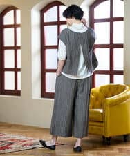NGDGE51300 GIANNI LO GIUDICE(ジャンニ ロ ジュディチェ) [洗える]リネンステッチストライプベスト ブラック