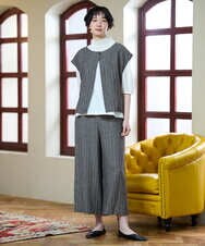 NGDGE51300 GIANNI LO GIUDICE(ジャンニ ロ ジュディチェ) [洗える]リネンステッチストライプベスト ブラック