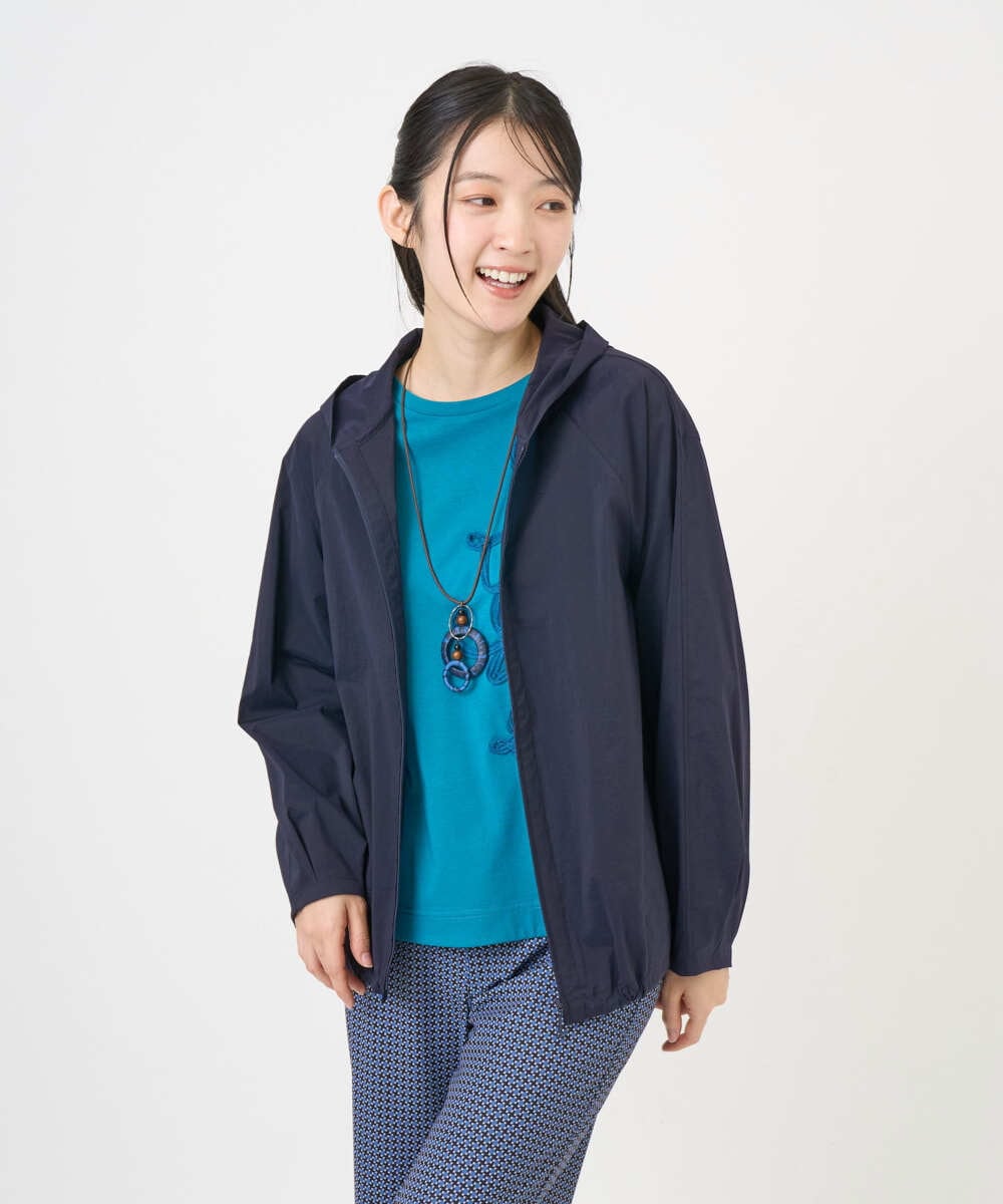 NGDGF37290 GIANNI LO GIUDICE(ジャンニ ロ ジュディチェ) [洗える]ナイロンストレッチタフタブルゾン ネイビー