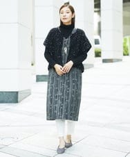 NGEAB50540 GIANNI LO GIUDICE(ジャンニ ロ ジュディチェ) [洗える]ウール混ボイルリボンプリントジャンパースカート ブラック
