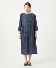 NGEGA22490 GIANNI LO GIUDICE(ジャンニ ロ ジュディチェ) [洗える]小付き柄ワンピース ネイビー