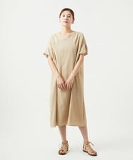 NGEGC42360 GIANNI LO GIUDICE(ジャンニ ロ ジュディチェ) [洗える・リバーシブル]ポリエステルレーヨンプレーンウェーブワンピース スモーキーグリーン/ベージュ