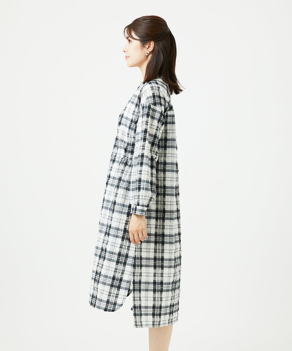 NGEHB32290 GIANNI LO GIUDICE(ジャンニ ロ ジュディチェ) [洗える]先染めブロックチェックチェックワンピースシャツ ブラック