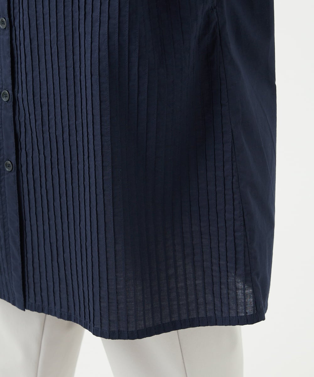 NGEJB10390 GIANNI LO GIUDICE(ジャンニ ロ ジュディチェ) [洗える]コットンローンピンタックロングブラウス ネイビー