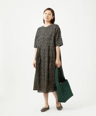 NGEJB11390 GIANNI LO GIUDICE(ジャンニ ロ ジュディチェ) [洗える・日本製]ミラクルウェーブブロックプリントワンピース ブラック