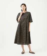 NGEJB11390 GIANNI LO GIUDICE(ジャンニ ロ ジュディチェ) [洗える・日本製]ミラクルウェーブブロックプリントワンピース ブラック