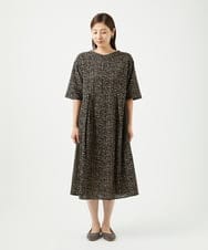 NGEJB11390 GIANNI LO GIUDICE(ジャンニ ロ ジュディチェ) [洗える・日本製]ミラクルウェーブブロックプリントワンピース ブラック