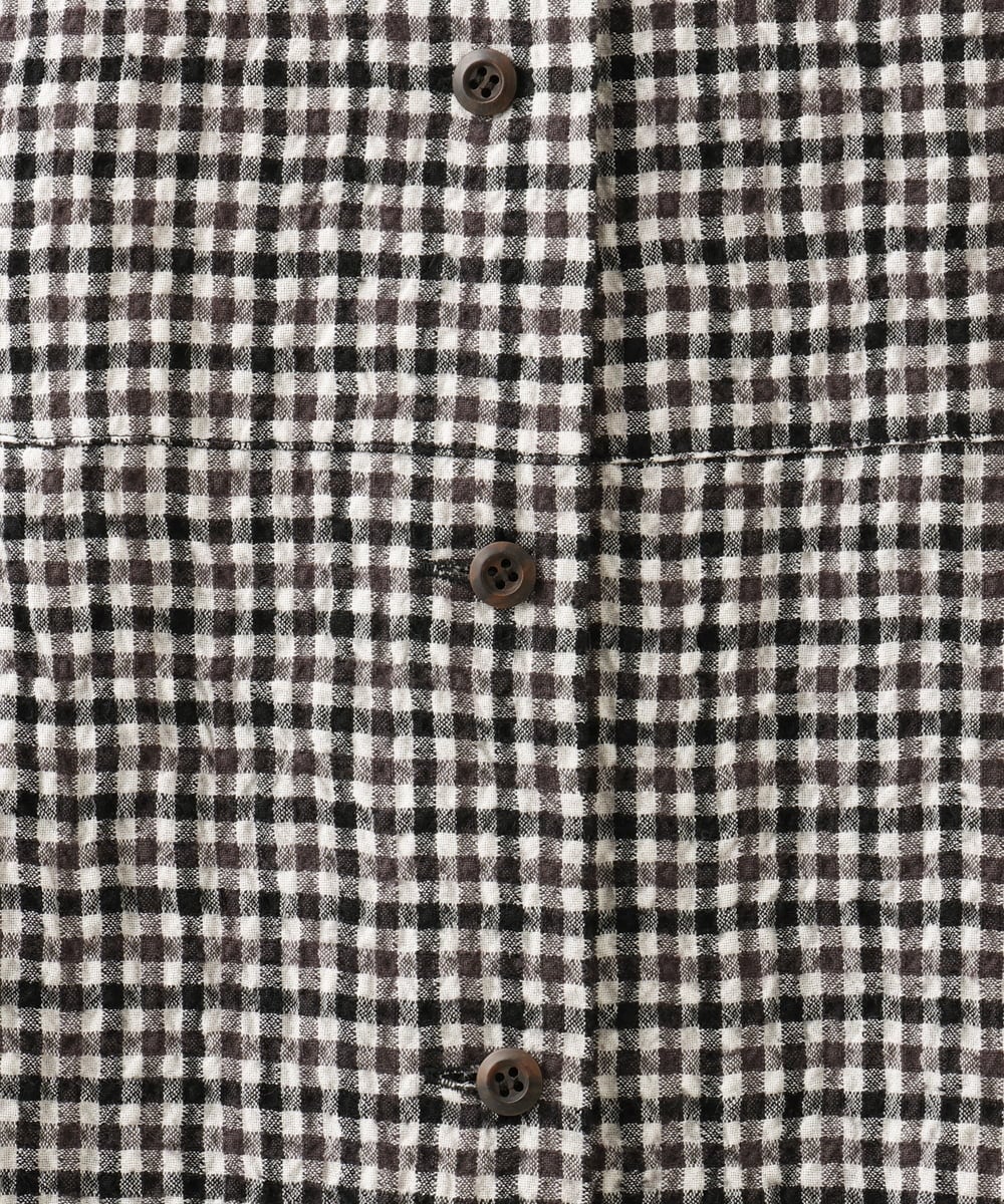 NGEJD19390 GIANNI LO GIUDICE(ジャンニ ロ ジュディチェ) [洗える・日本製]コットンウールギンガムチェックシャツワンピース ブラック