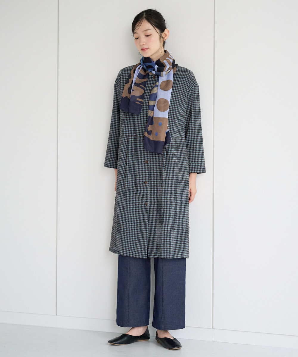 NGEJD19390 GIANNI LO GIUDICE(ジャンニ ロ ジュディチェ) [洗える・日本製]コットンウールギンガムチェックシャツワンピース ブラック