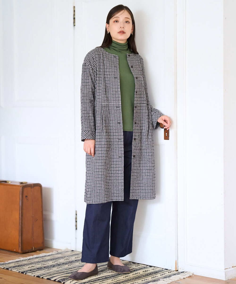 NGEJD19390 GIANNI LO GIUDICE(ジャンニ ロ ジュディチェ) [洗える・日本製]コットンウールギンガムチェックシャツワンピース ブラック