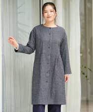 NGEJD19390 GIANNI LO GIUDICE(ジャンニ ロ ジュディチェ) [洗える・日本製]コットンウールギンガムチェックシャツワンピース ブラック