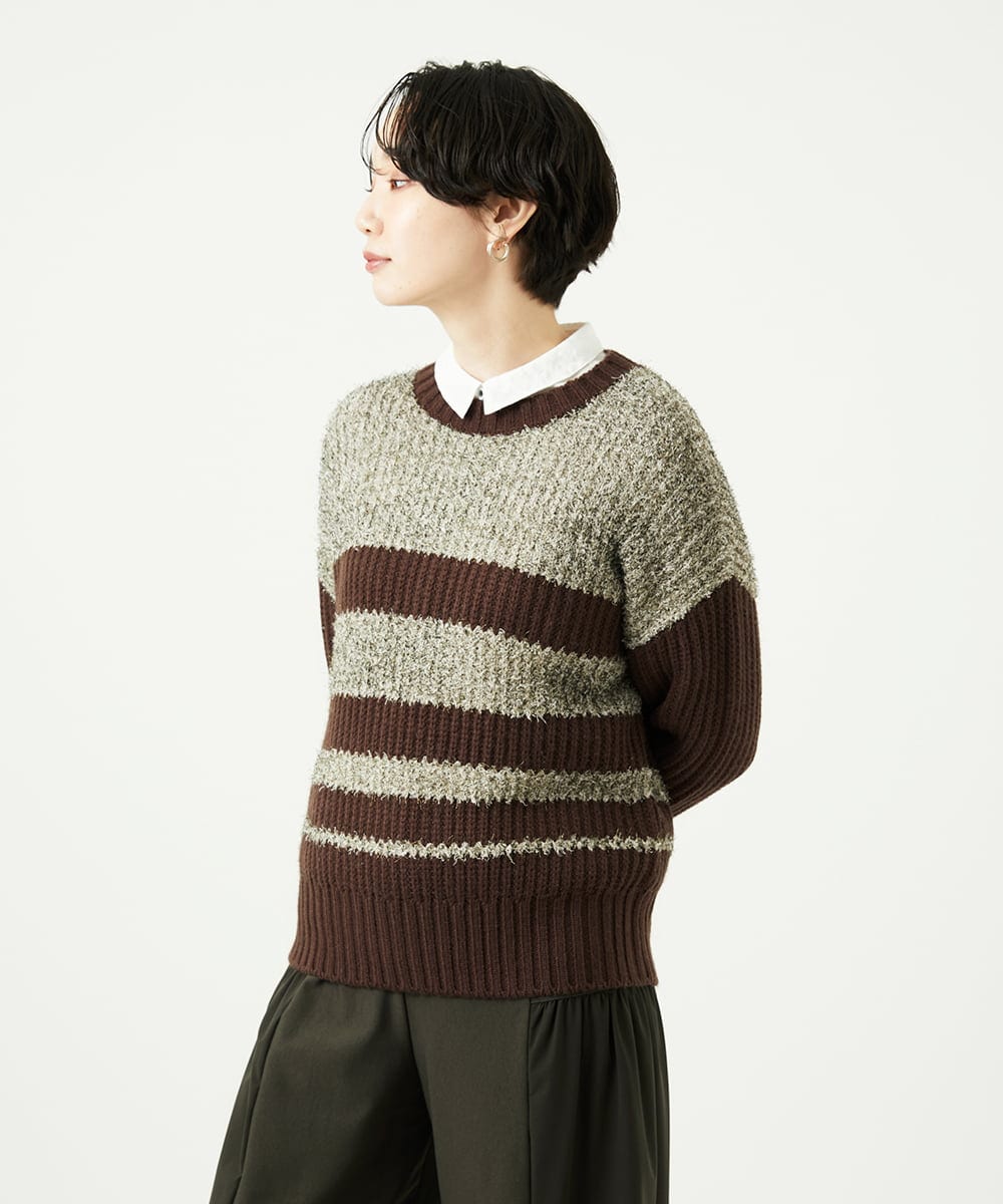 NGFAD01360 GIANNI LO GIUDICE(ジャンニ ロ ジュディチェ) [洗える]IMPラメファーニット ベージュ