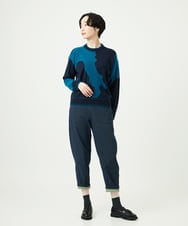 NGFAE11330 GIANNI LO GIUDICE(ジャンニ ロ ジュディチェ) [洗える]インターシャイタリアジャガードニット ネイビー