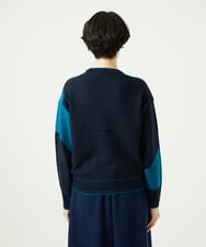 NGFAE11330 GIANNI LO GIUDICE(ジャンニ ロ ジュディチェ) [洗える]インターシャイタリアジャガードニット ネイビー