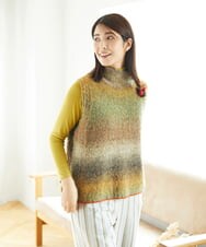 NGFAE13270 GIANNI LO GIUDICE(ジャンニ ロ ジュディチェ) カスリブークレニットベスト ベージュ×オレンジ系